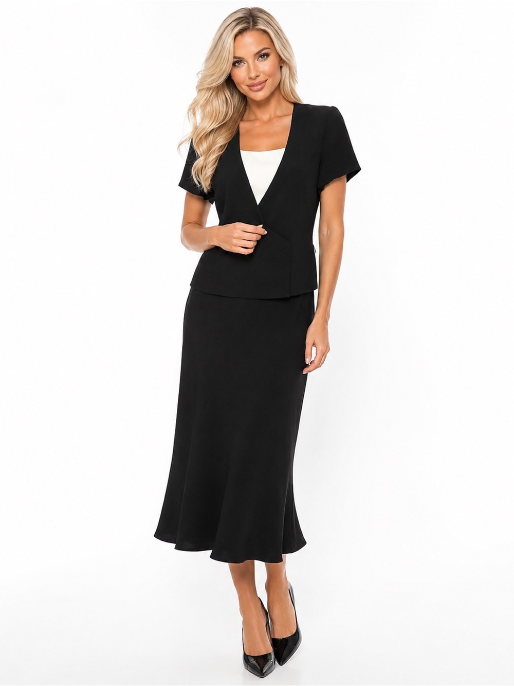 Jones New York Size 10 Black Sheath Dress Lined Short Sleeve Career Office
